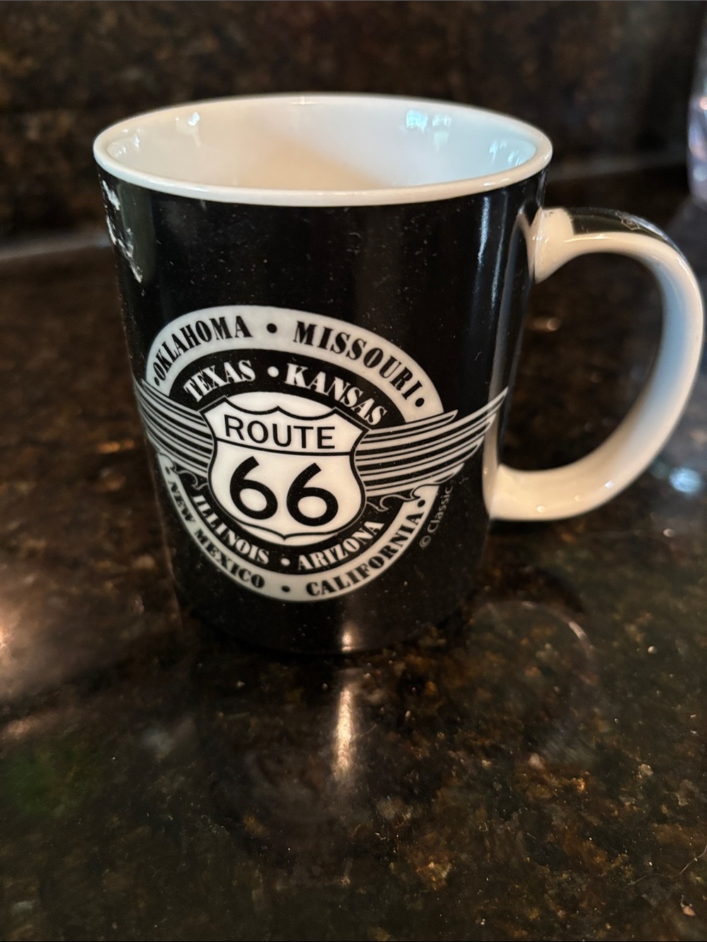 Route 66 Black Ceramic Coffee Mug - Classic Travel Design